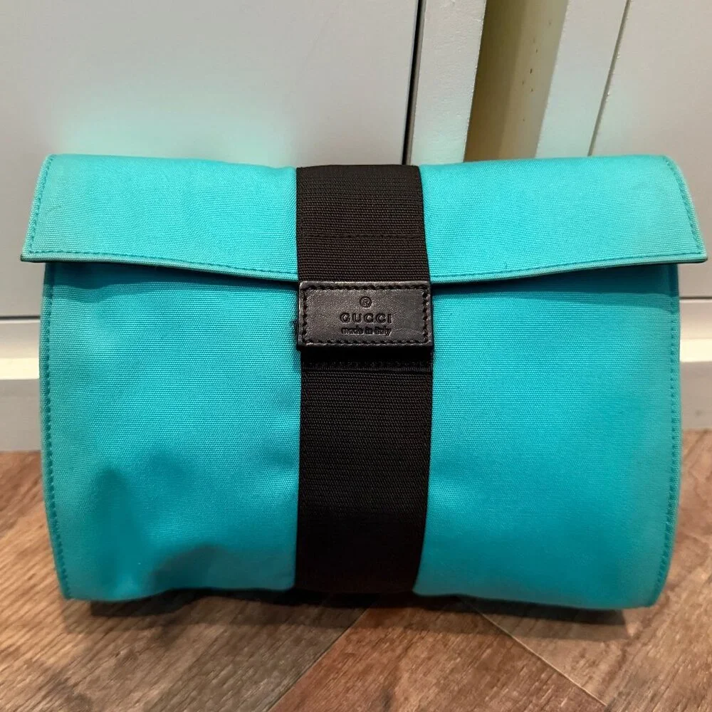Gucci Turquoise Blue W/ Black Band Clutch